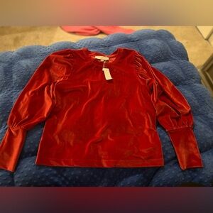 Loft red velour women’s top